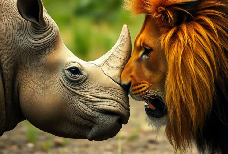 Rhino vs Lion