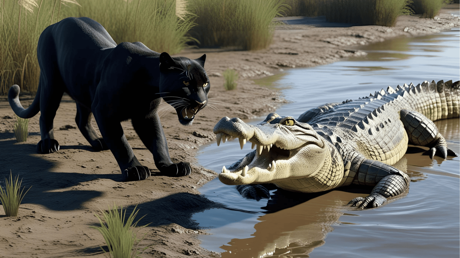 Black panther vs Crocodile