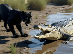 Black panther vs Crocodile