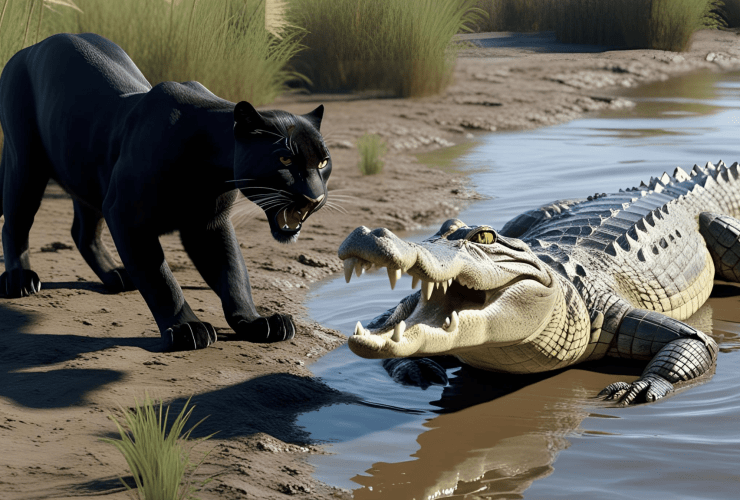 Black panther vs Crocodile