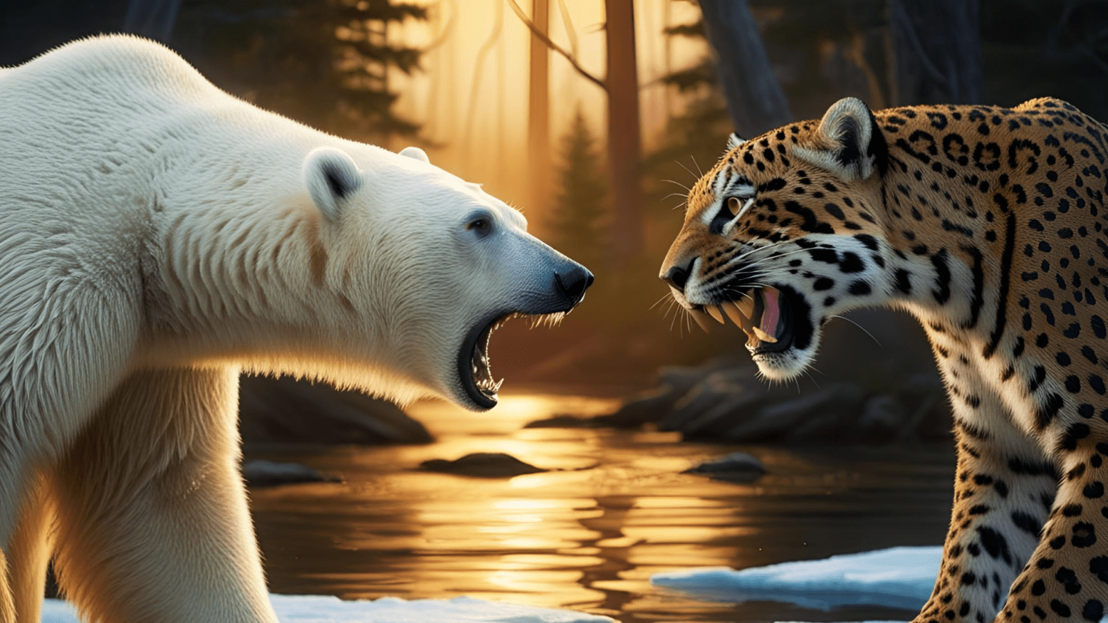 Polar bear Vs Jaguar FACE TO face fight