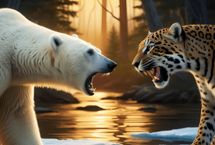 Polar bear Vs Jaguar FACE TO face fight