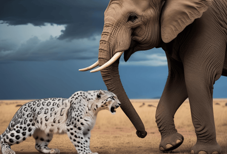 Snow Leopard vs Elephant