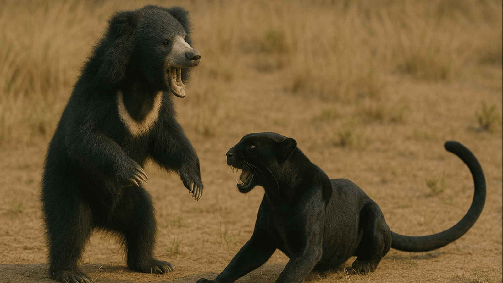sloth bear vs black panther