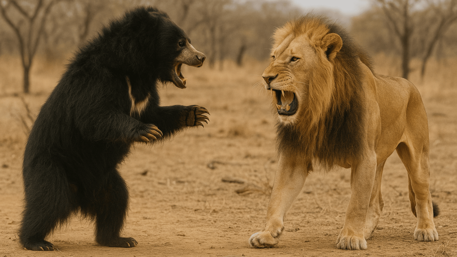Sloth Bear vs Lion