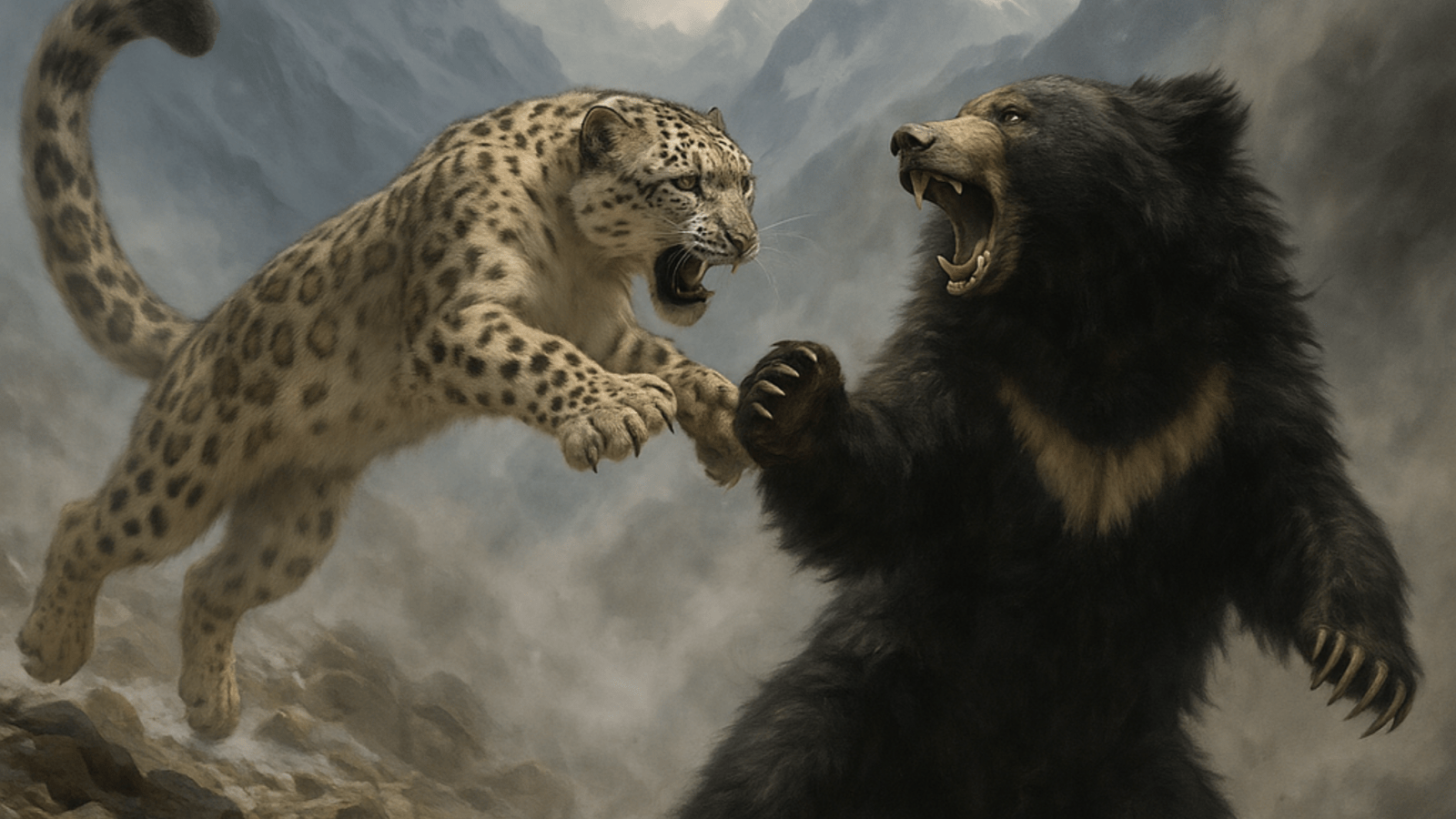 Snow Leopard Vs Sloth Bear