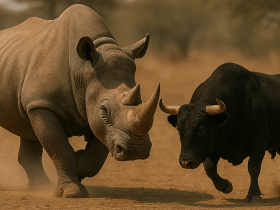 bull vs rhino fight