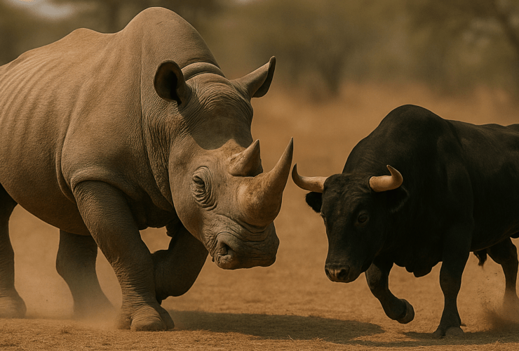 bull vs rhino fight