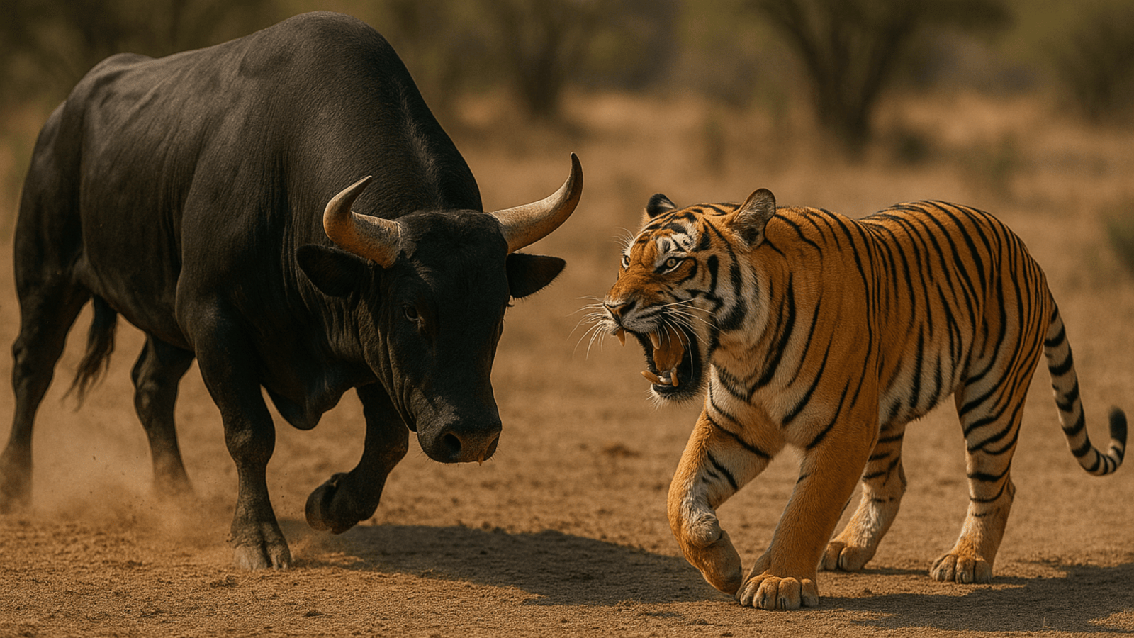 bull vs tiger fight