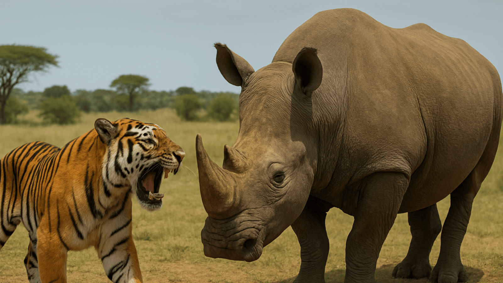 tiger vs rhino who wins