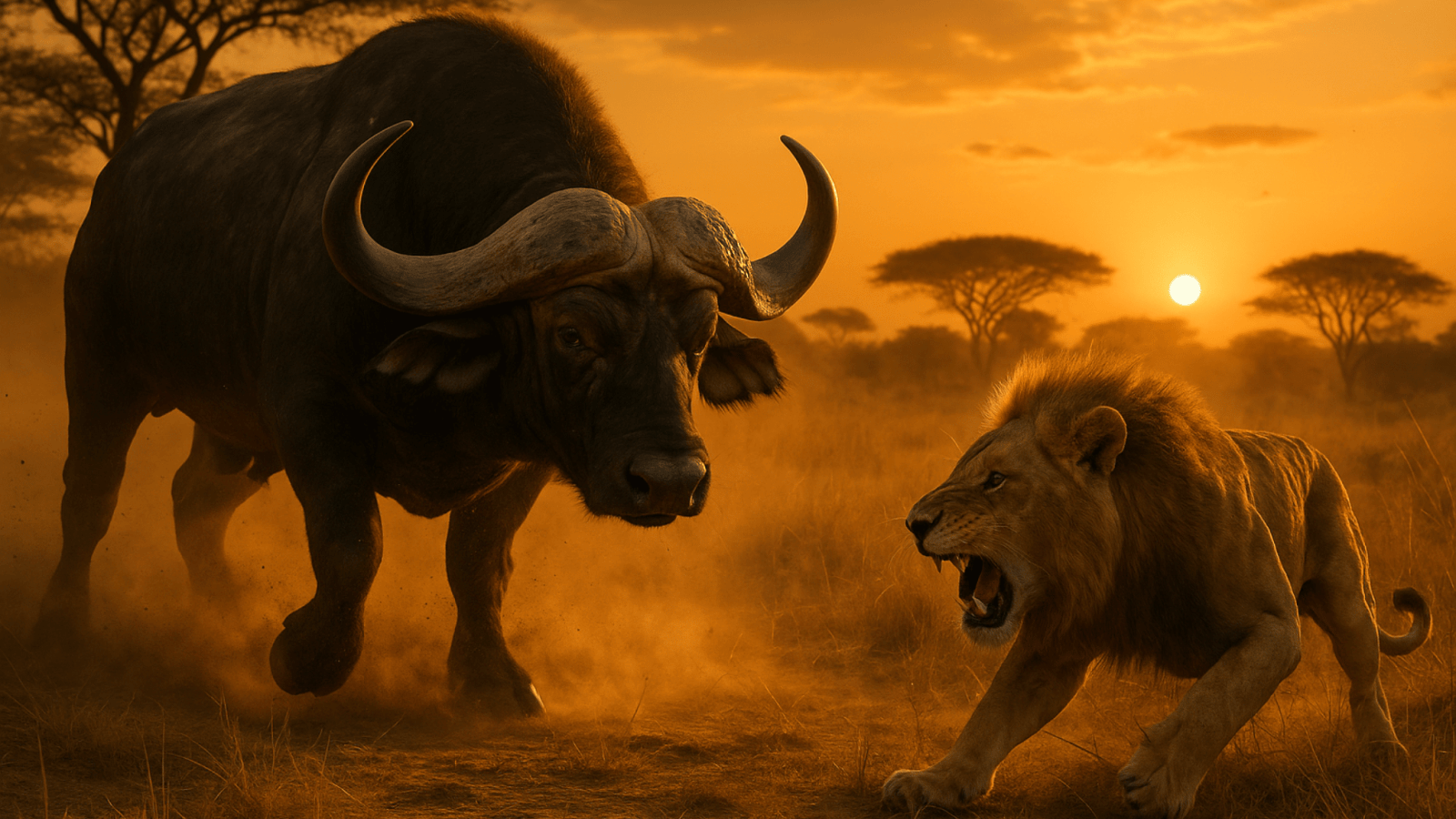 water buffalo vs lion