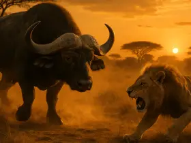 water buffalo vs lion