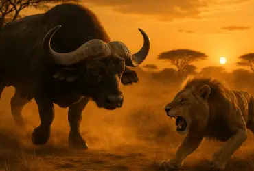 water buffalo vs lion