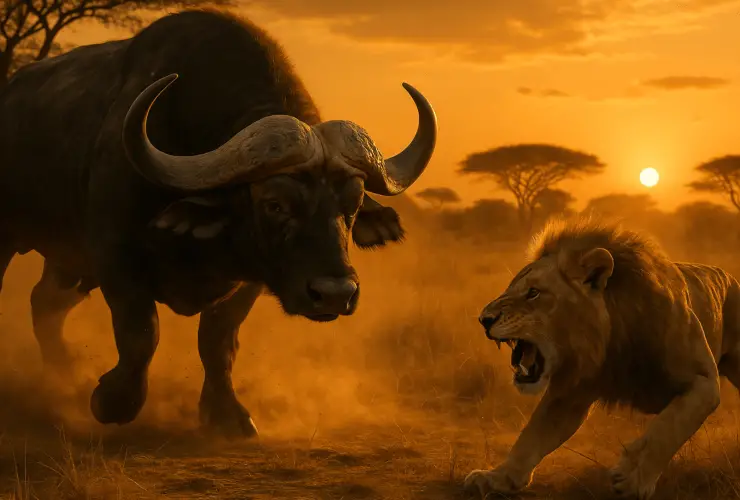 water buffalo vs lion