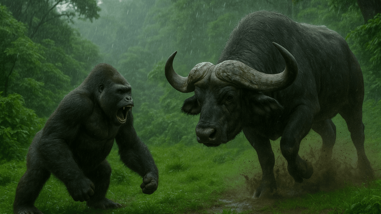 Buffalo Vs Gorilla Fight