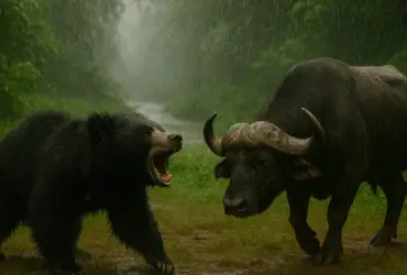 Buffalo vs Sloth bear