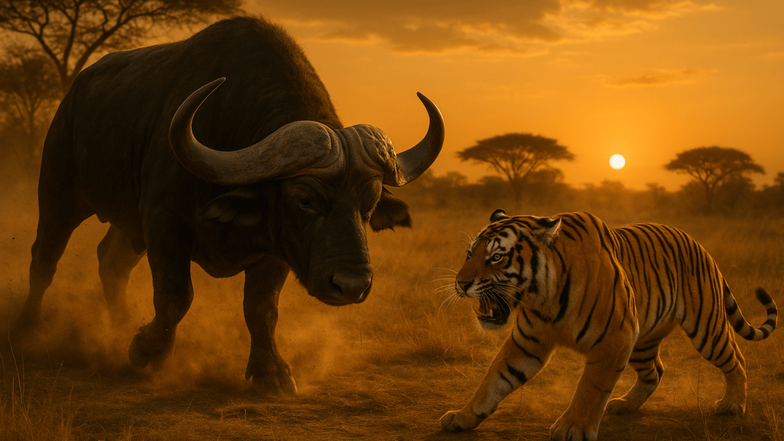 buffalo vs tiger fight